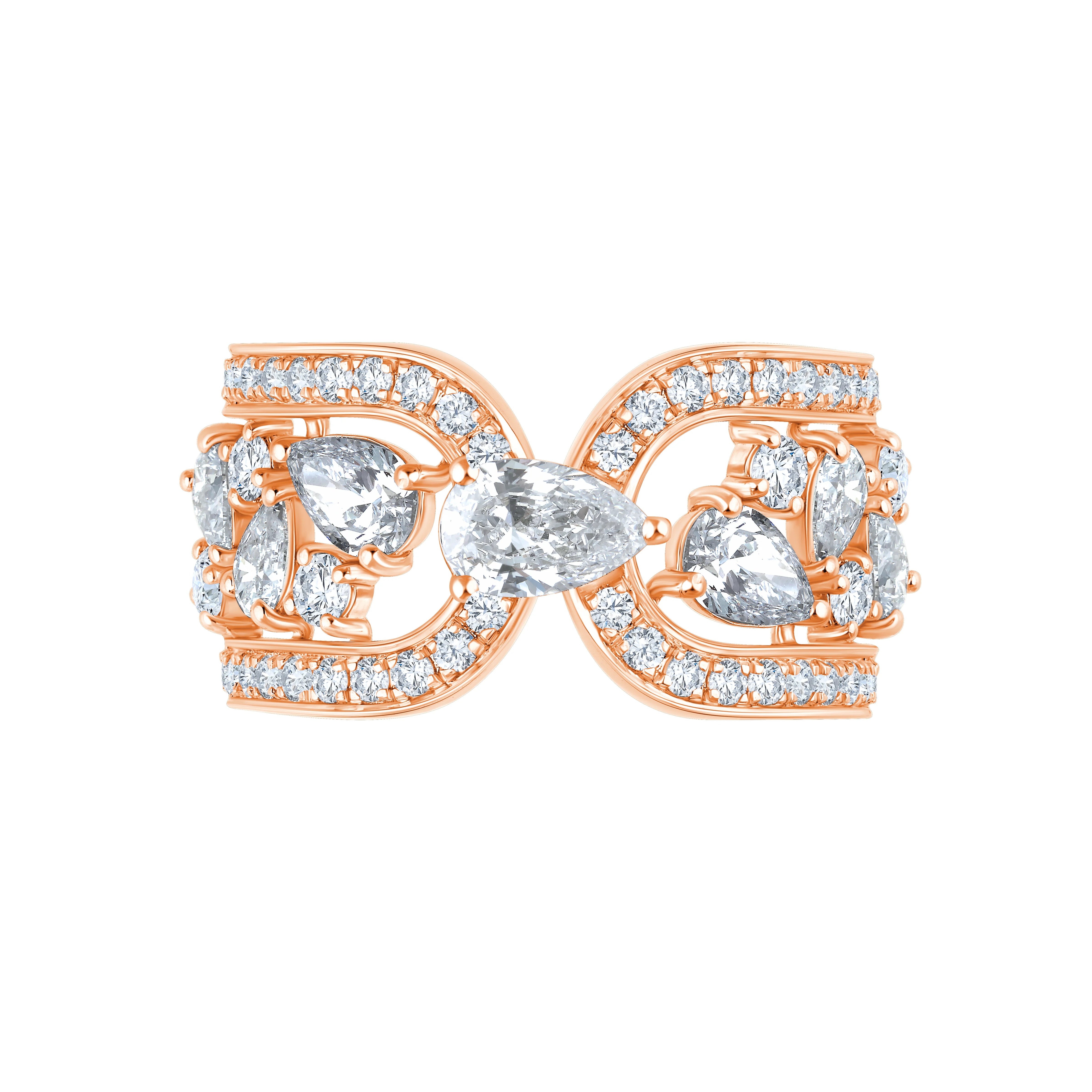 Pear Cut Open Curved Motif Ring