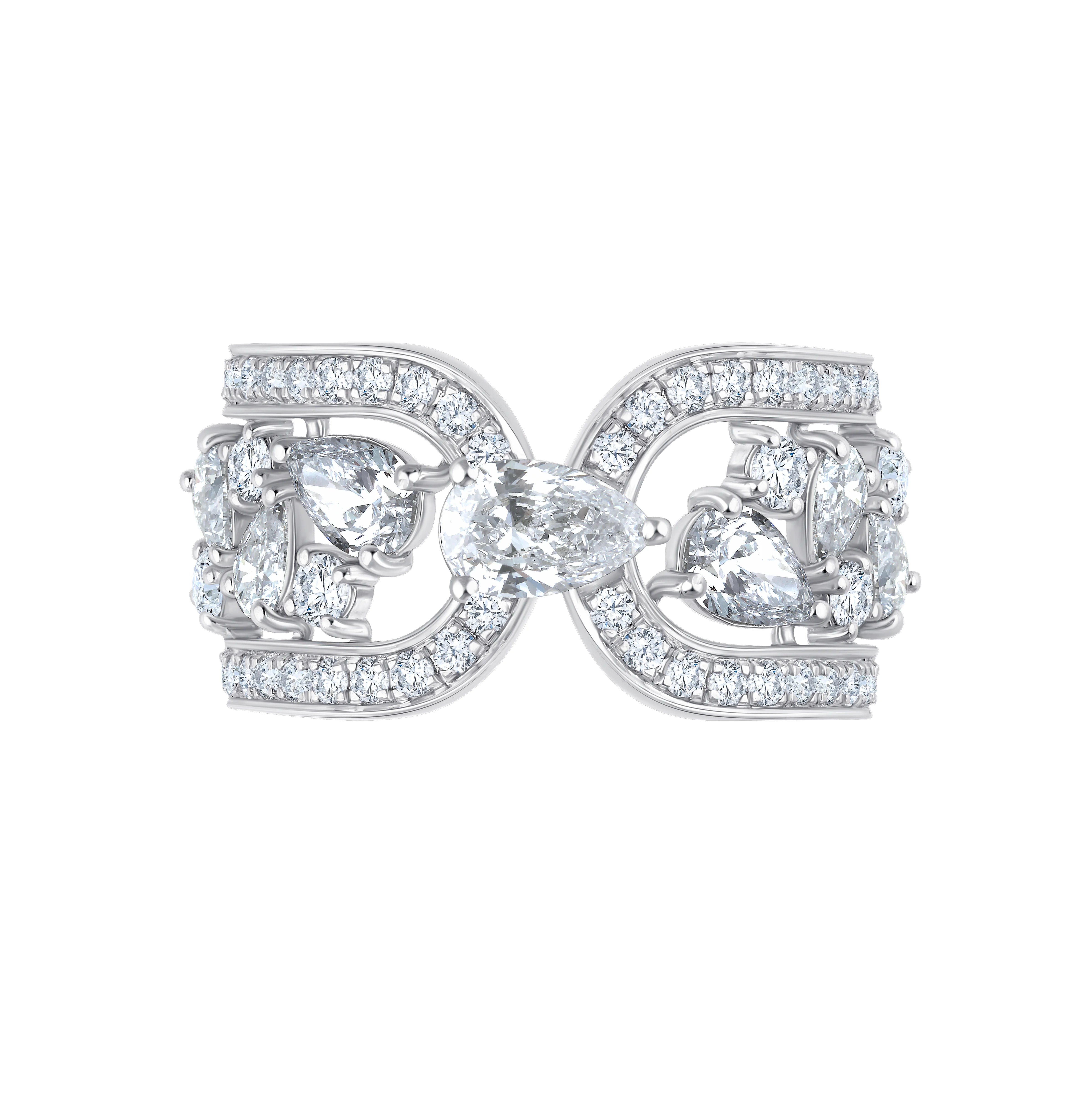 Pear Cut Open Curved Motif Ring