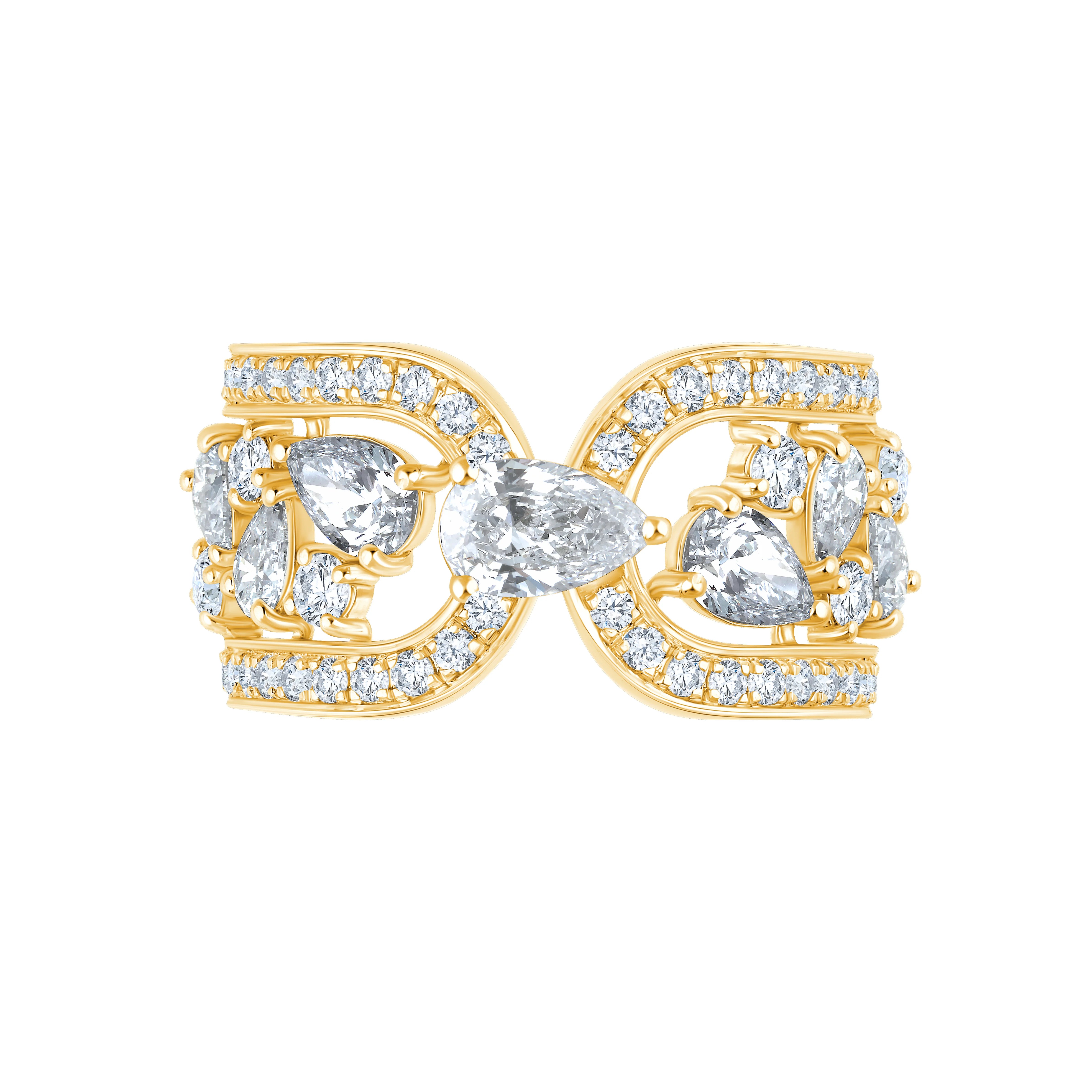 Pear Cut Open Curved Motif Ring