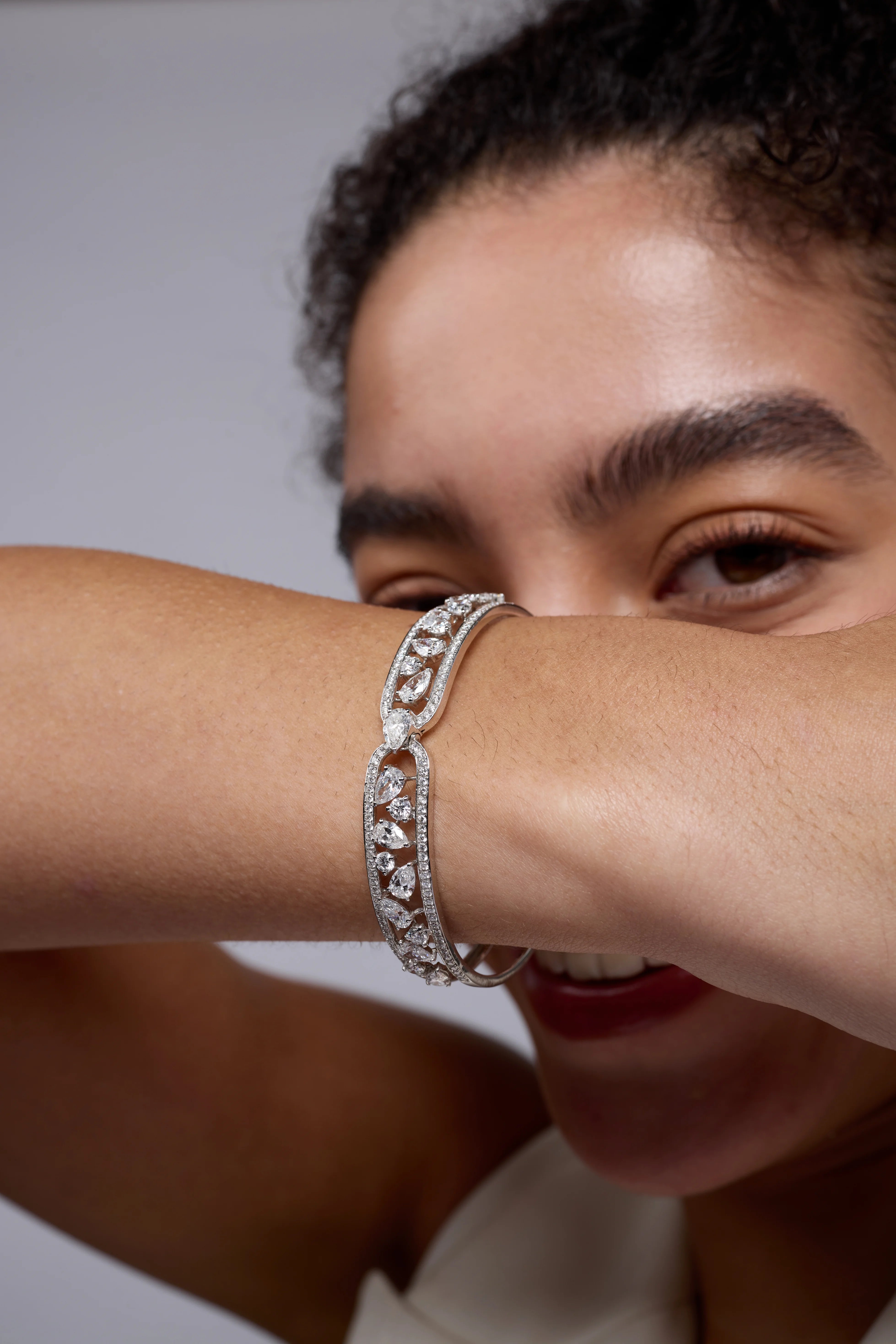 Pear and Brilliant Cut Halo Oval Bracelet