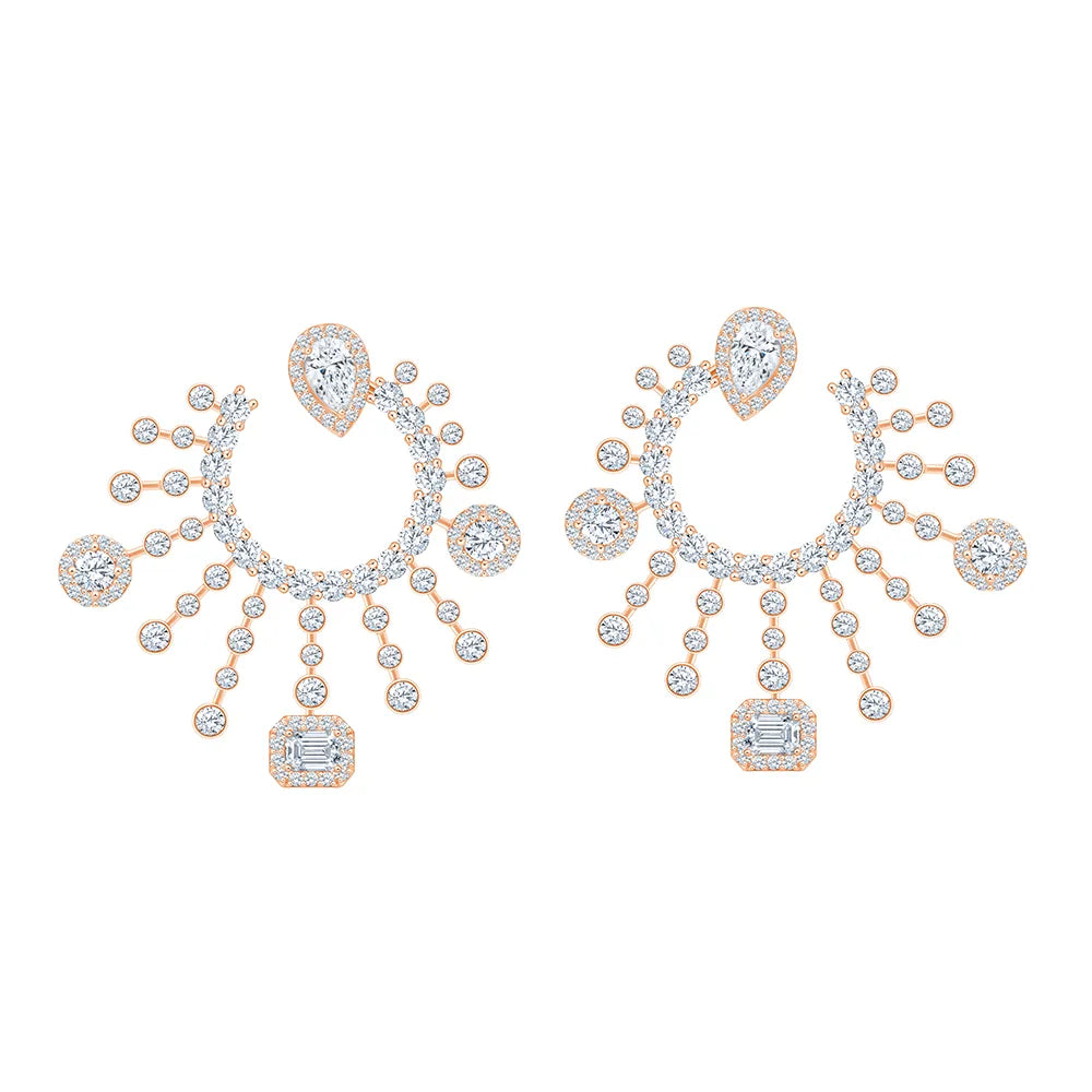 Mixed Cut Halo Statement Earrings 