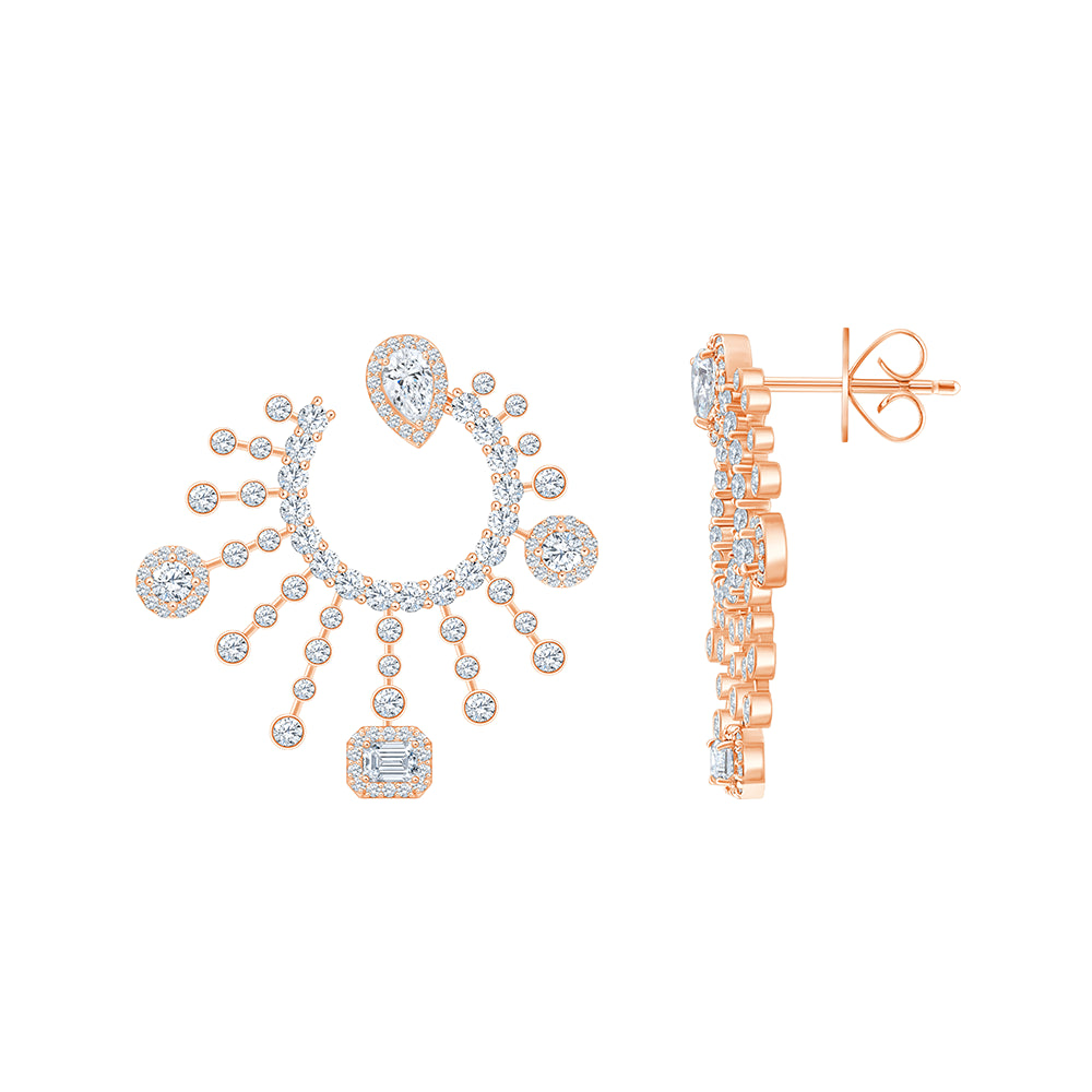 Mixed Cut Halo Statement Earrings 