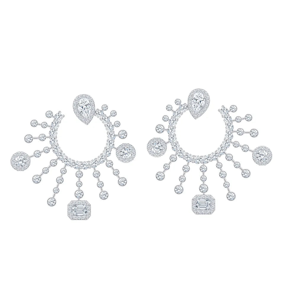 Mixed Cut Halo Statement Earrings 