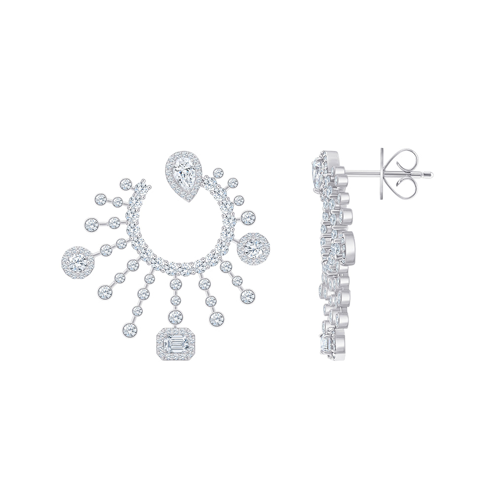 Mixed Cut Halo Statement Earrings 