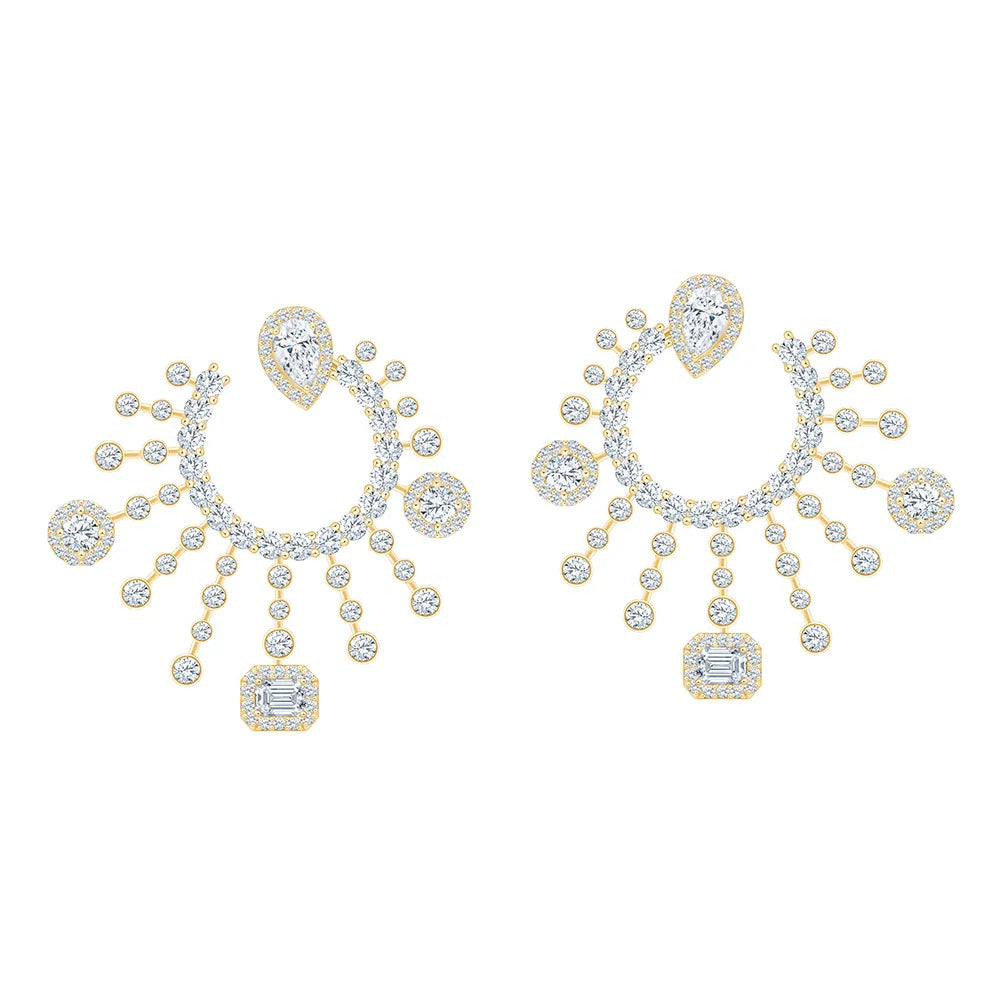 Mixed Cut Halo Statement Earrings 