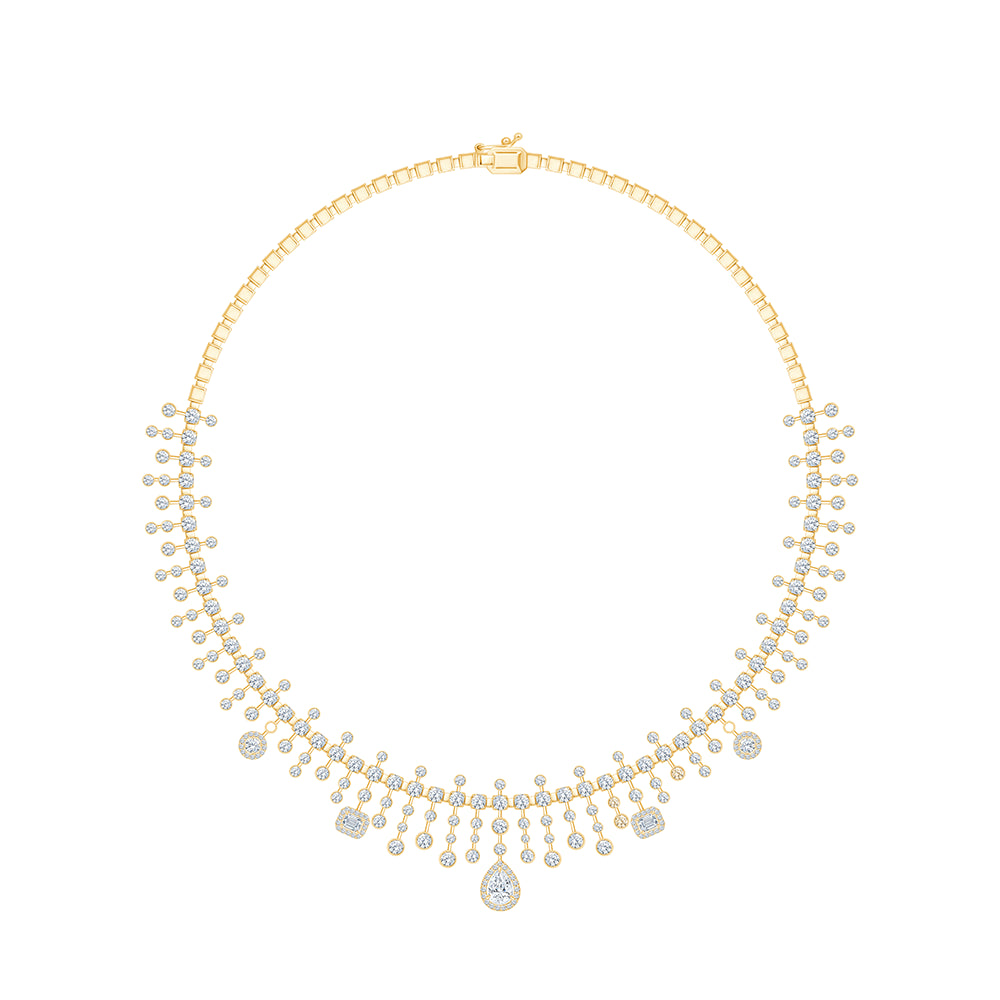 Mixed Cut Drop Diamond Bridal Necklace
