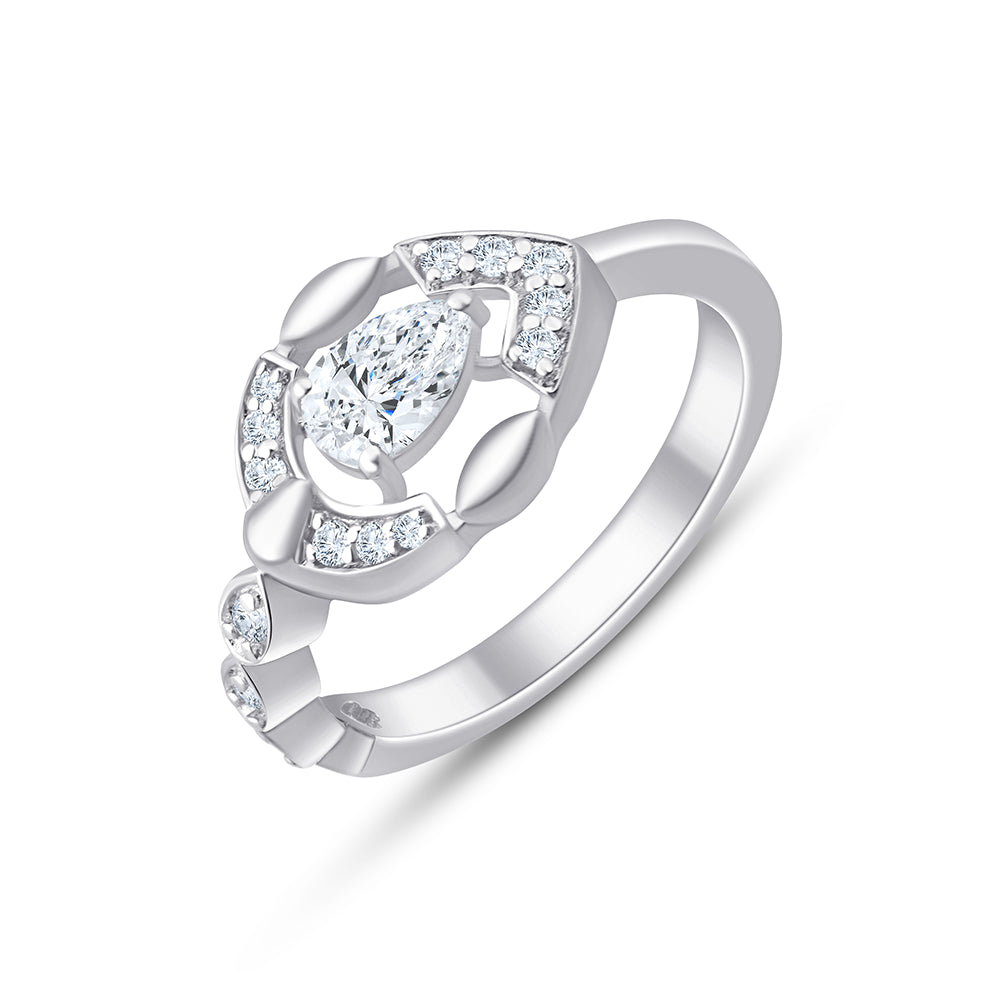 Pear Cut Halo Frame Ring 