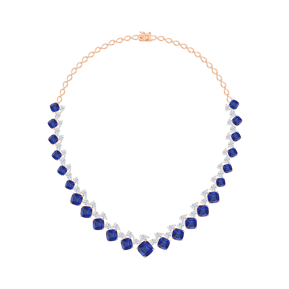 Pear Cut SemiPrecious Sapphire Half Eternity Necklace