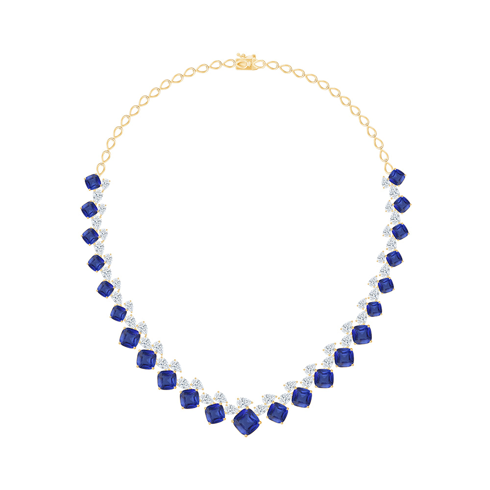 Pear Cut SemiPrecious Sapphire Half Eternity Necklace