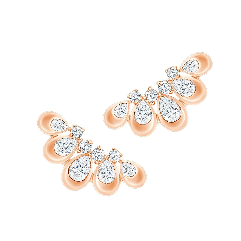 Pear Cut Petal Climber Earrings 