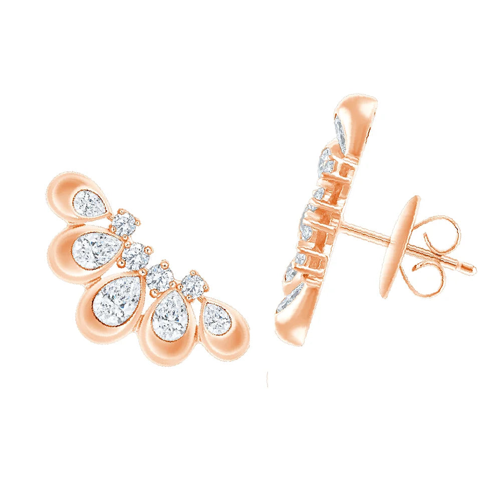 Pear Cut Petal Climber Earrings 