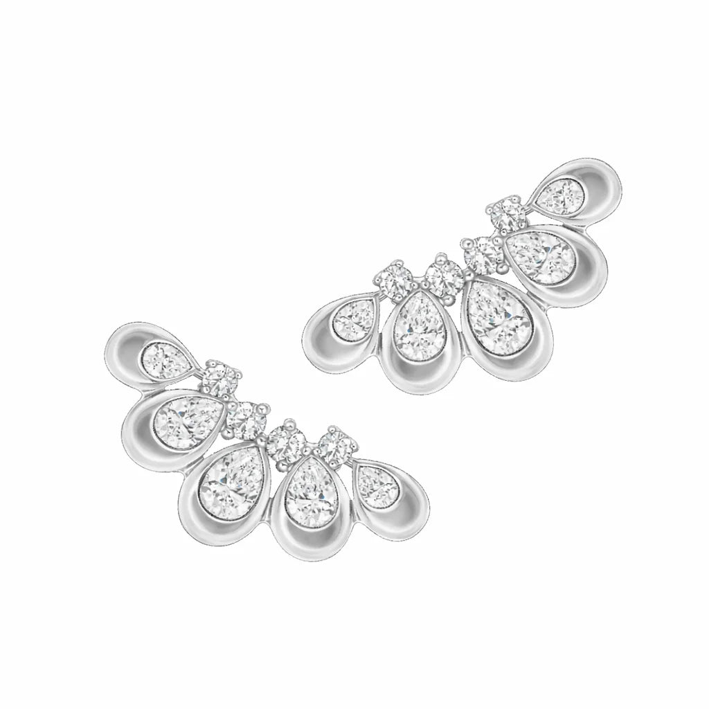 Pear Cut Petal Climber Earrings 