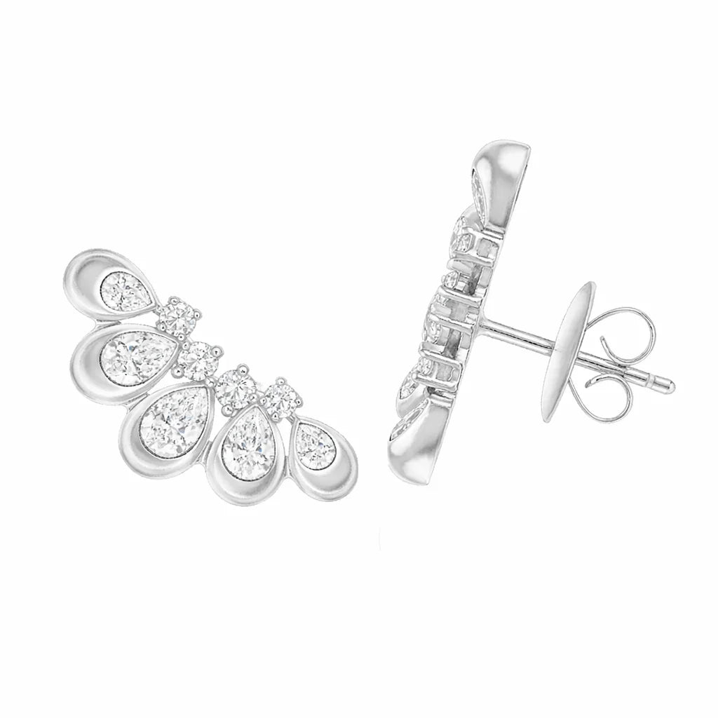 Pear Cut Petal Climber Earrings 