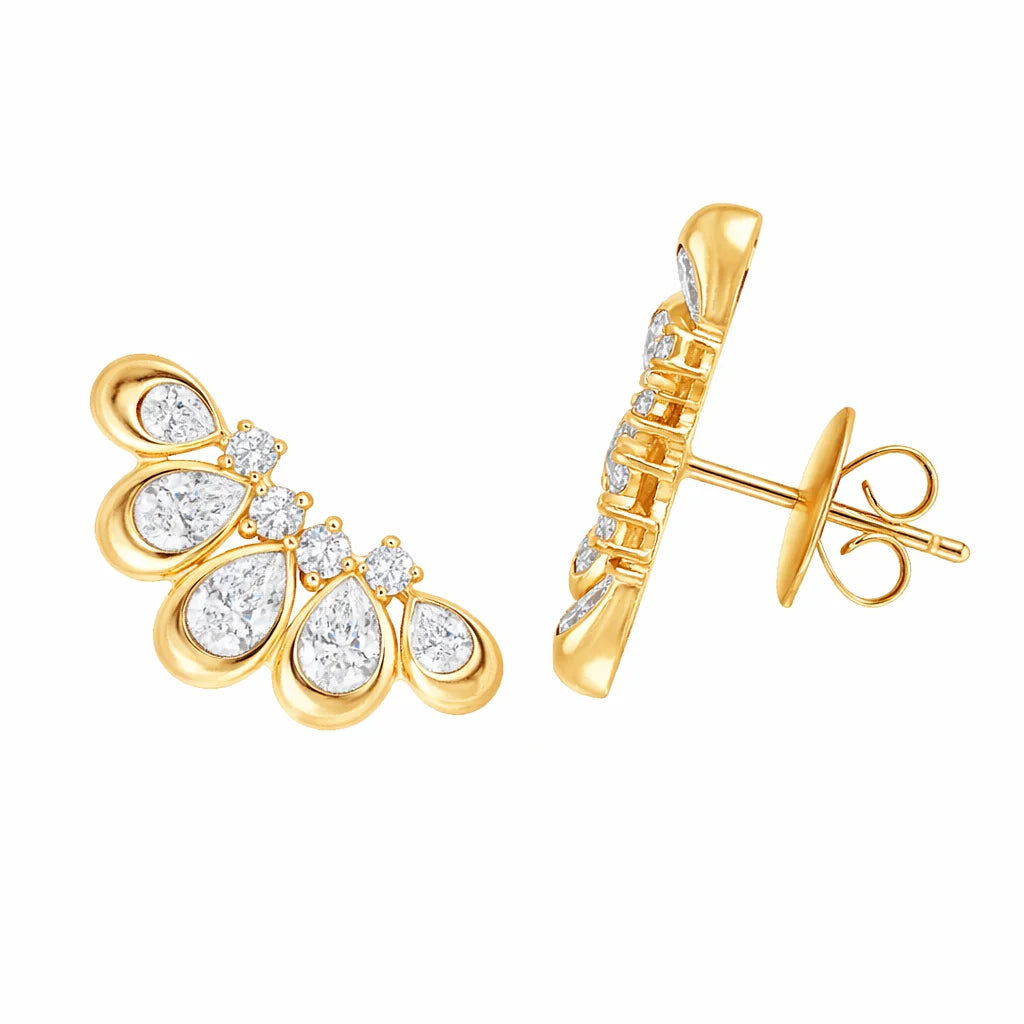 Pear Cut Petal Climber Earrings 