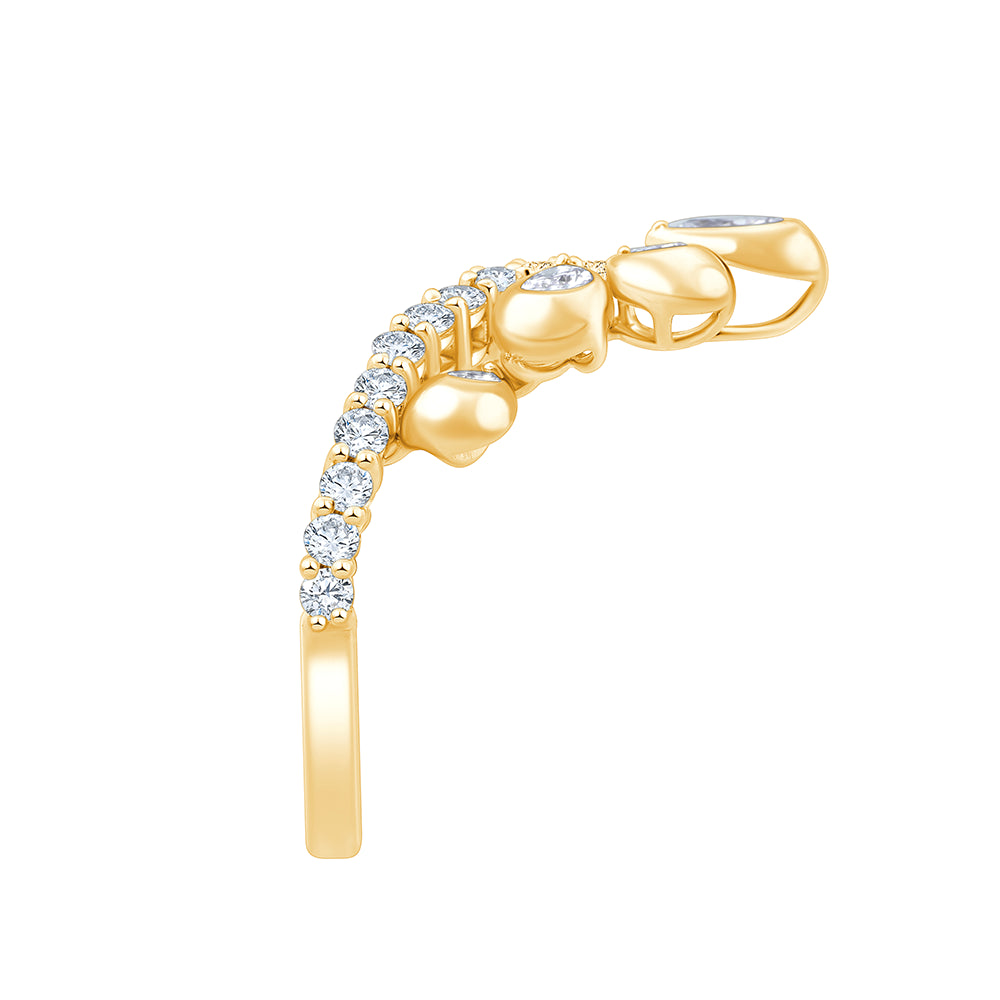 Pear Cut Floral VShape Cocktail Ring 