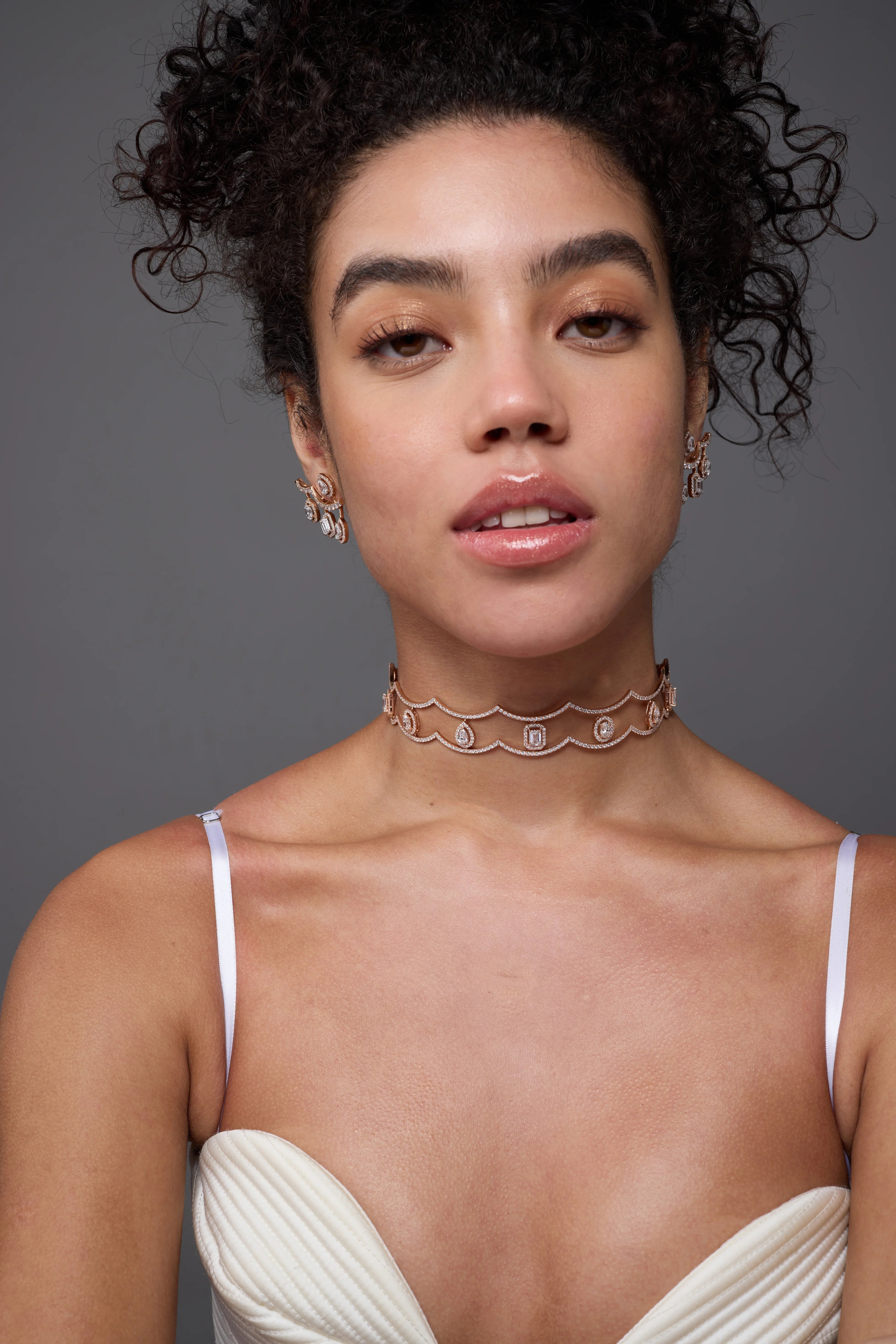 Mixed Cut Halo Choker Necklace