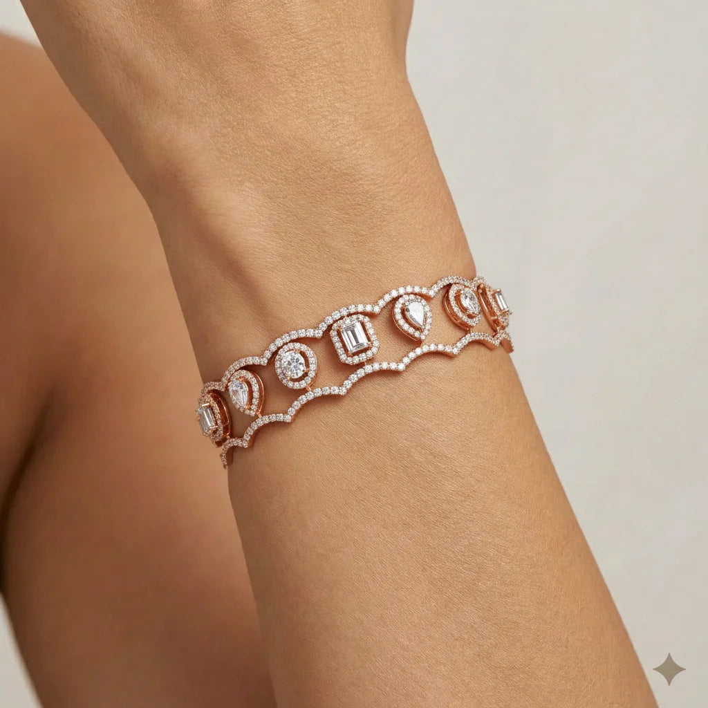 Mixed Cut Halo Oval Bracelet