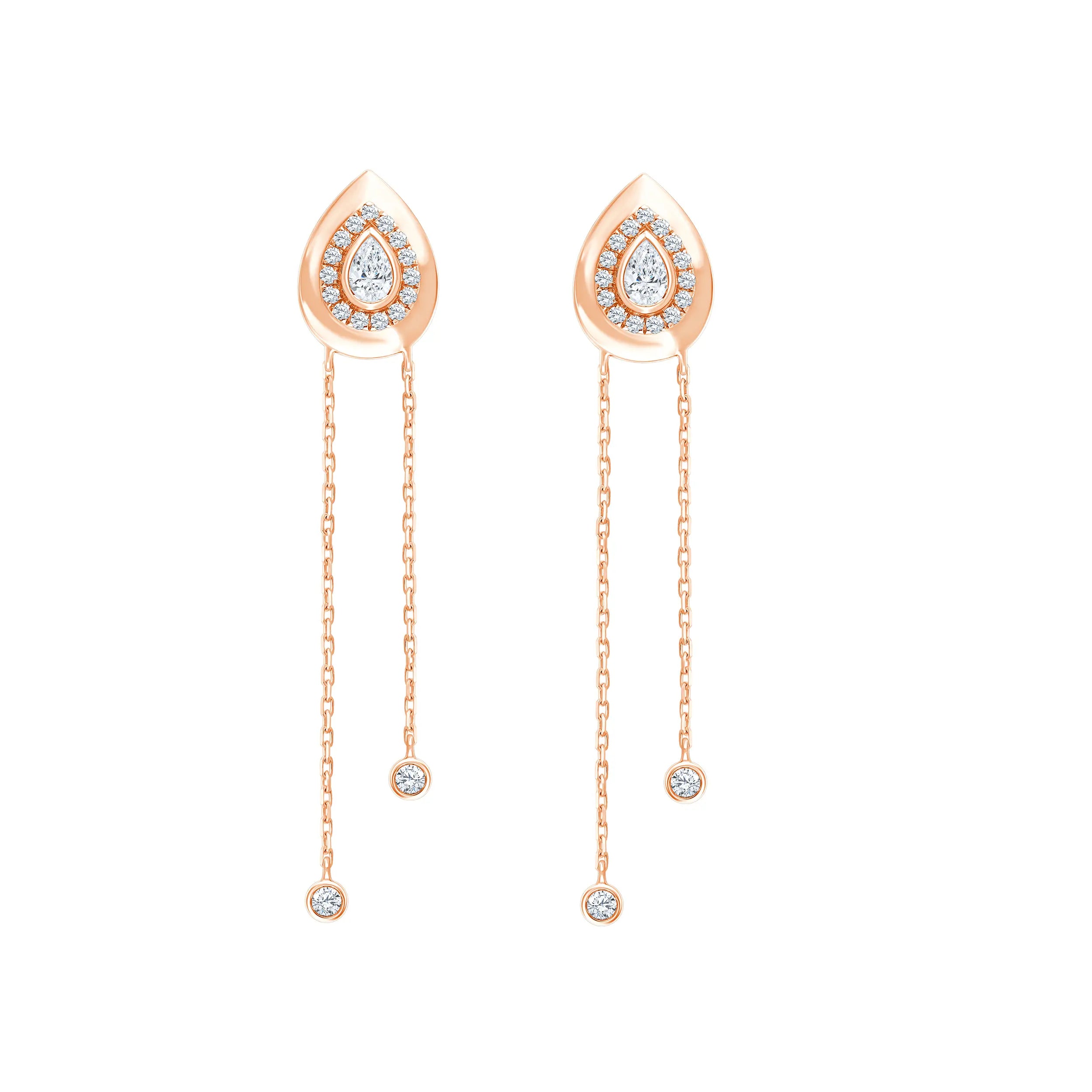 Pear Motif Dual Drop Earrings 