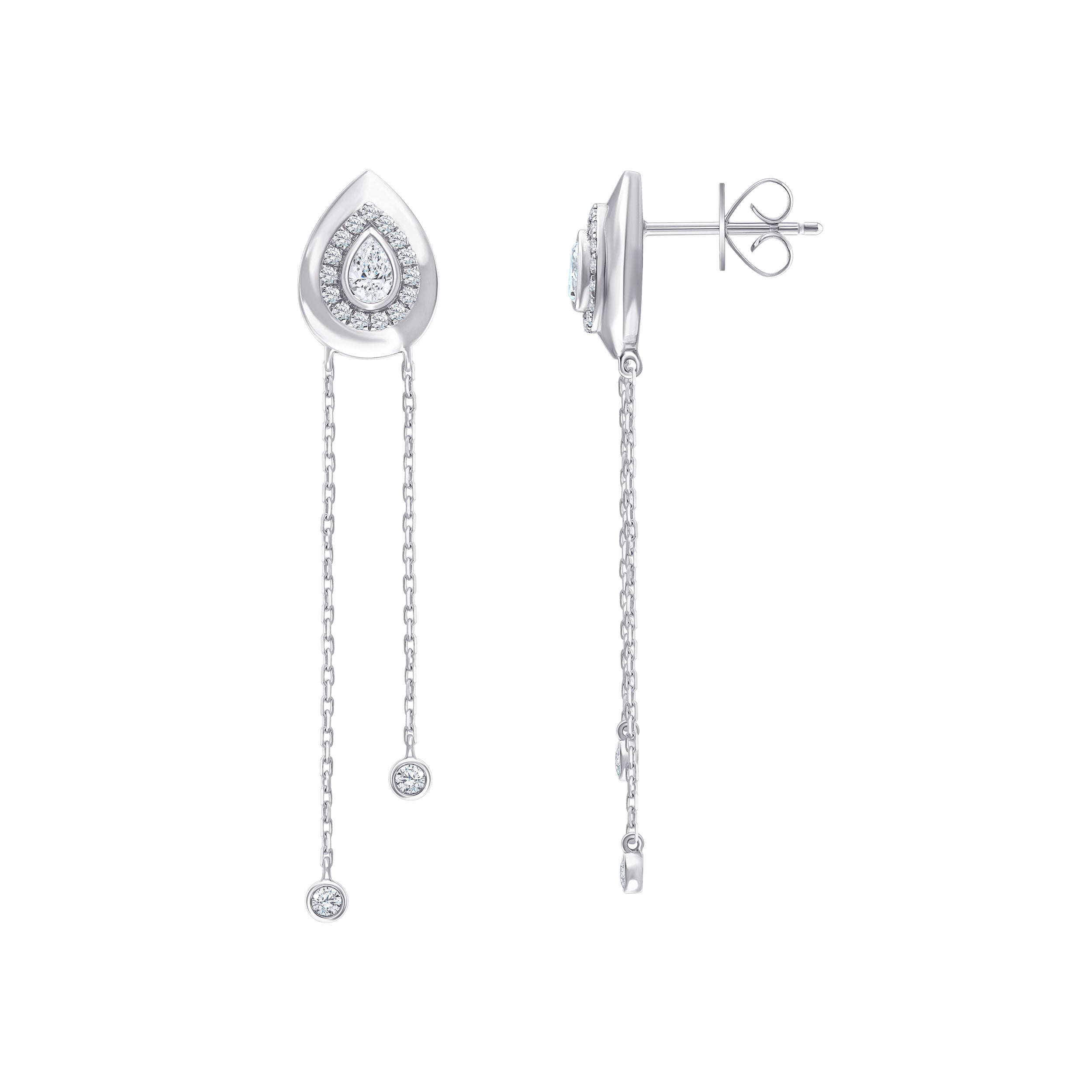 Pear Motif Dual Drop Earrings 