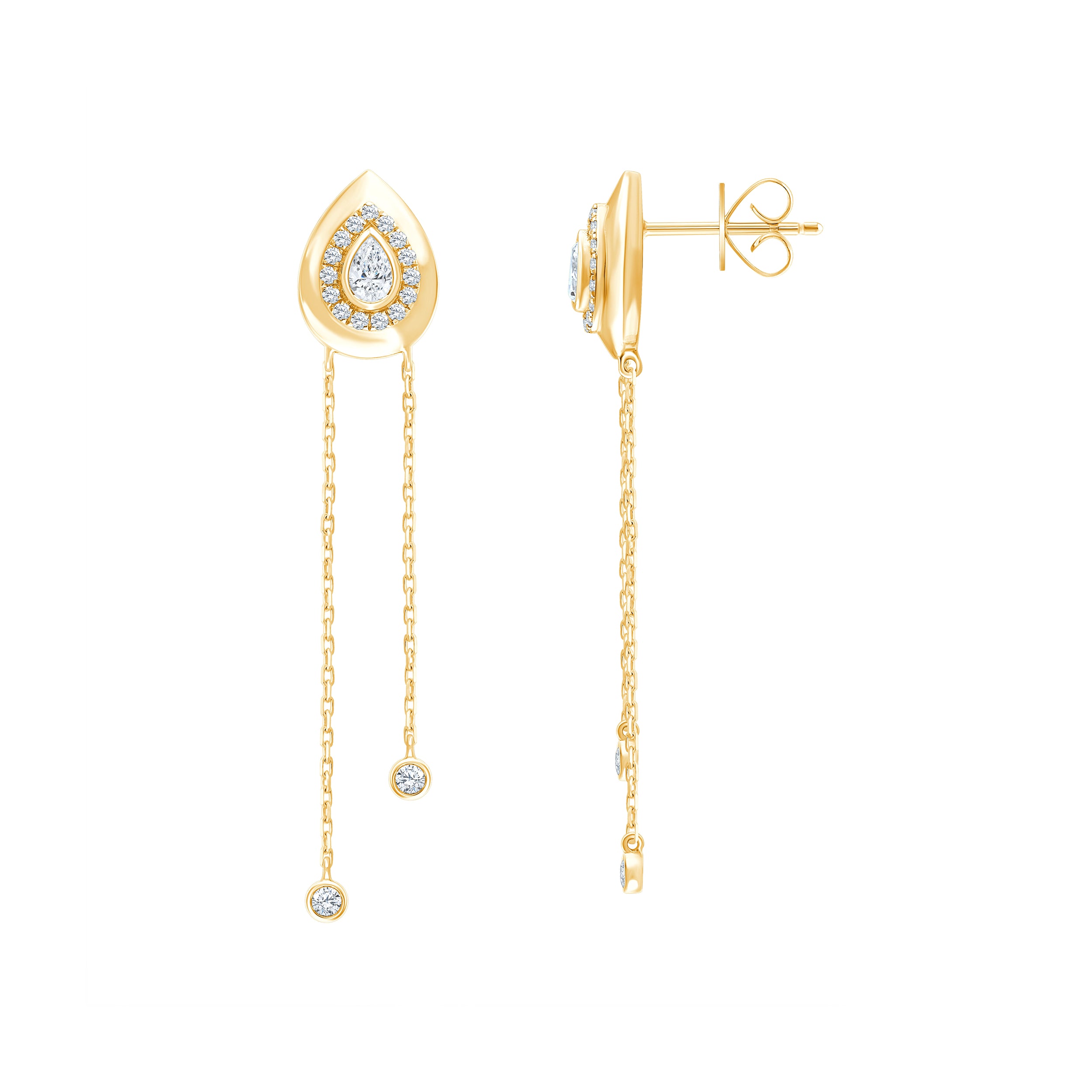Pear Motif Dual Drop Earrings 
