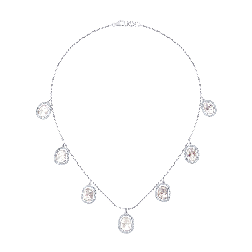 Polki Halo Station Necklace 