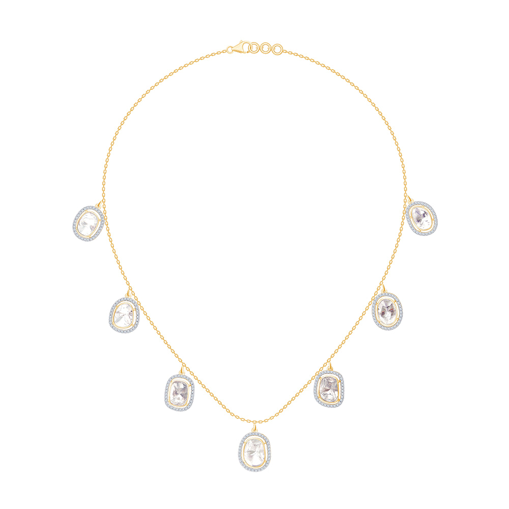 Polki Halo Station Necklace 