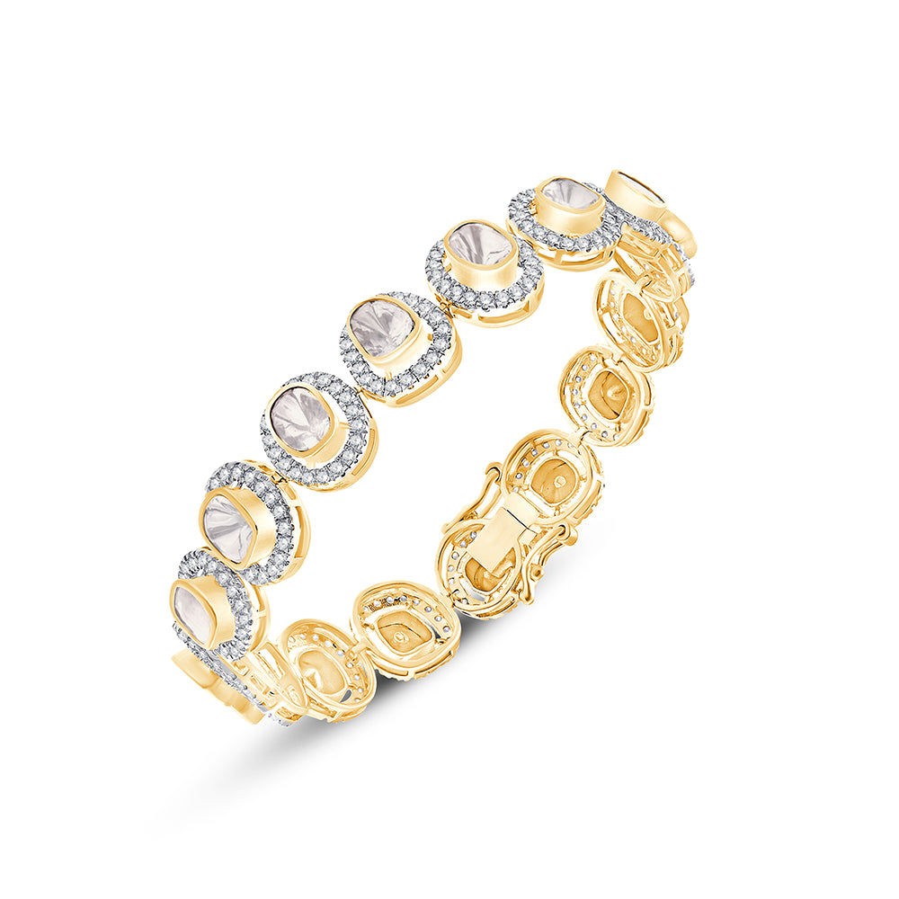 Polki Halo Tennis Bracelet