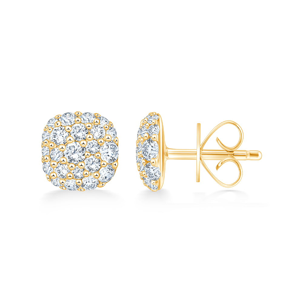 Cushion Pav Stud Earrings