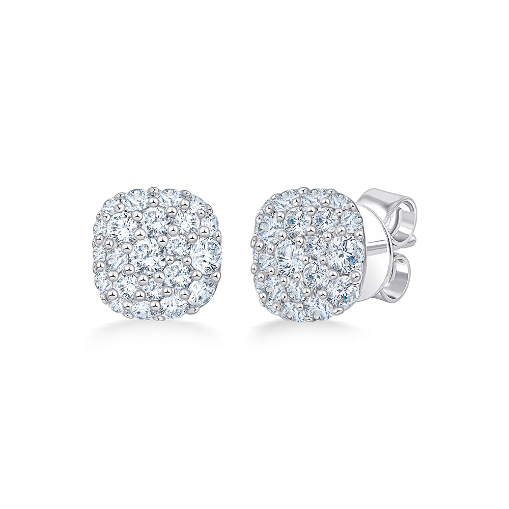Cushion Pav Stud Earrings