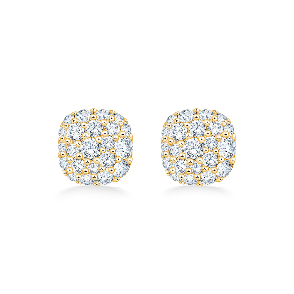Cushion Pav Stud Earrings