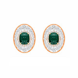 Semi-Precious Emerald Double Halo Stud Earrings