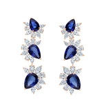 Semi-Precious Sapphire Pear Burst Drop Earrings
