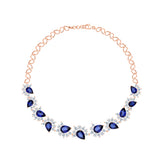 Semi-Precious Sapphire Pear Burst Half Tennis Necklace