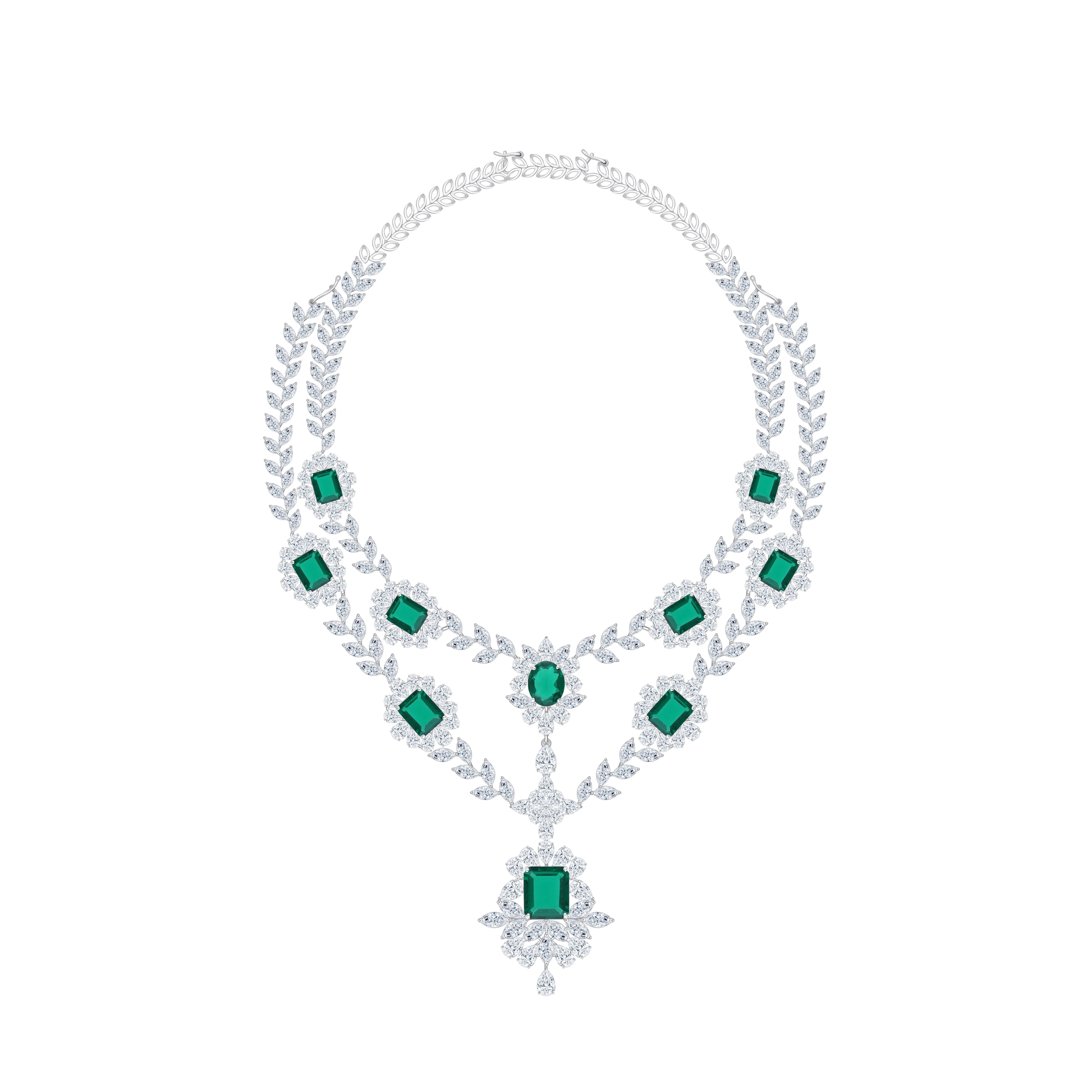 Emerald Cut Bridal Necklace
