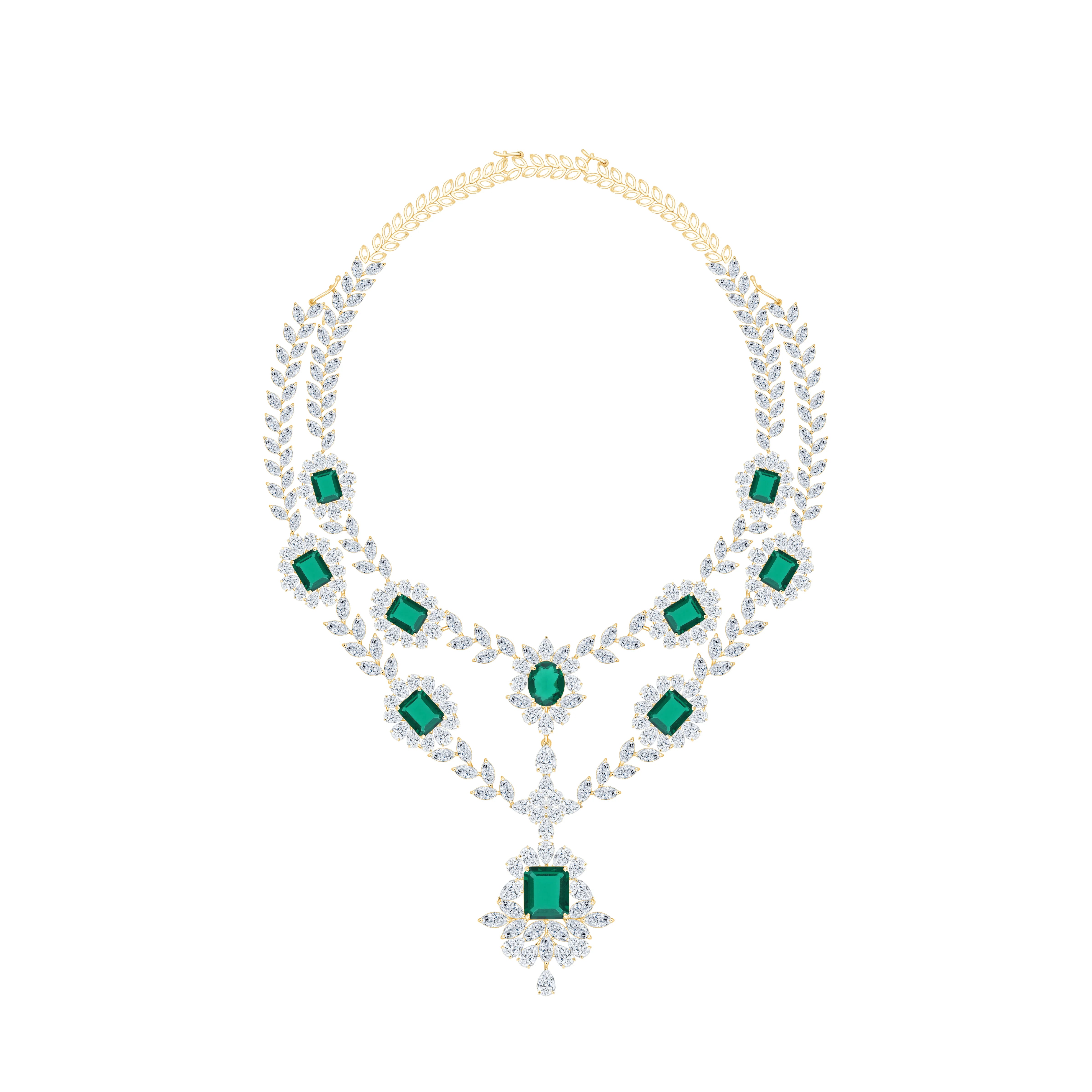 Emerald Cut Bridal Necklace