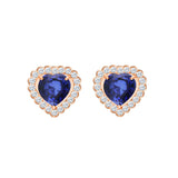 Heart Cut Semi-Precious Sapphire Halo Earrings