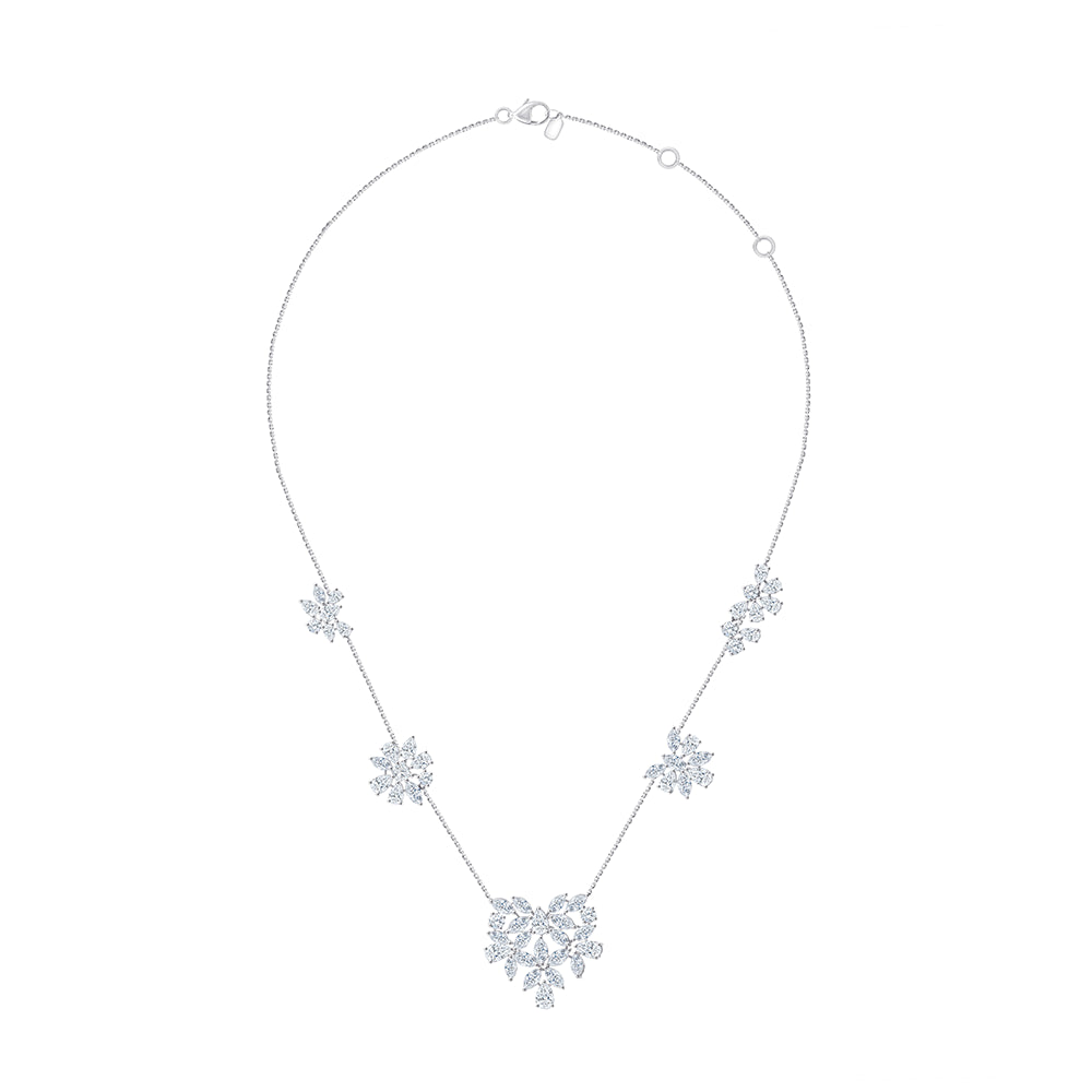 Mixed Cut Floral Station Necklace 