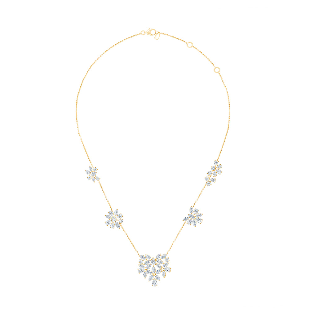 Mixed Cut Floral Station Necklace 