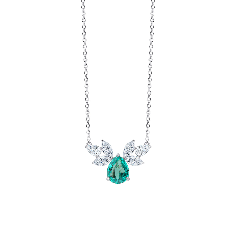 SemiPrecious Pear Cut Emerald Bloom Pendant