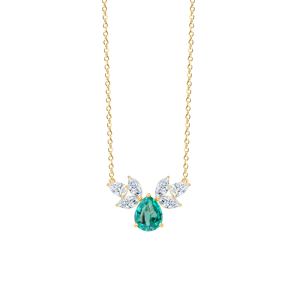 SemiPrecious Pear Cut Emerald Bloom Pendant