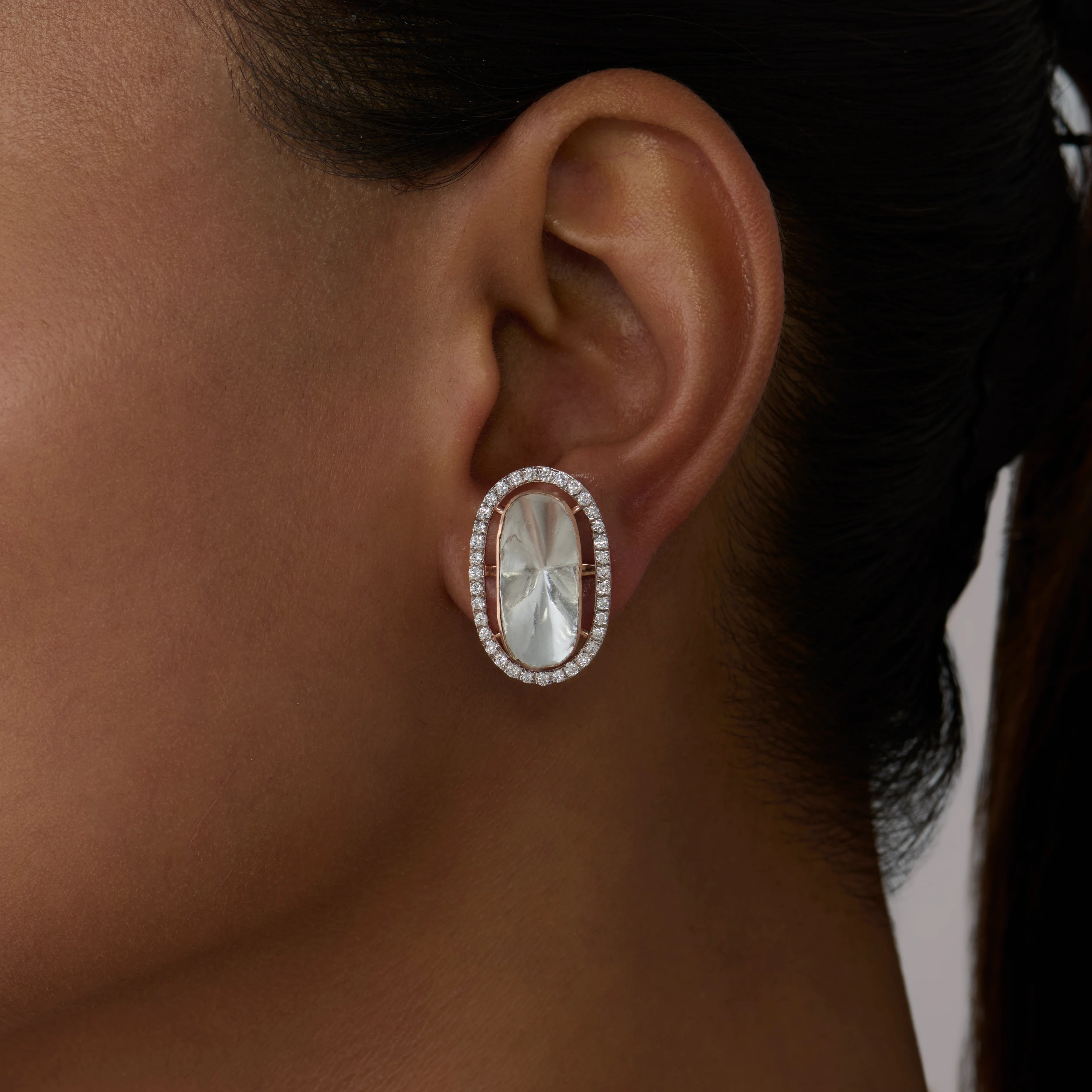 Polki Halo Stud Earrings 