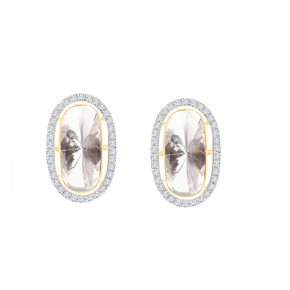 Polki Halo Stud Earrings 