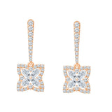 Clover Motif Halo Hoop Drop Earrings