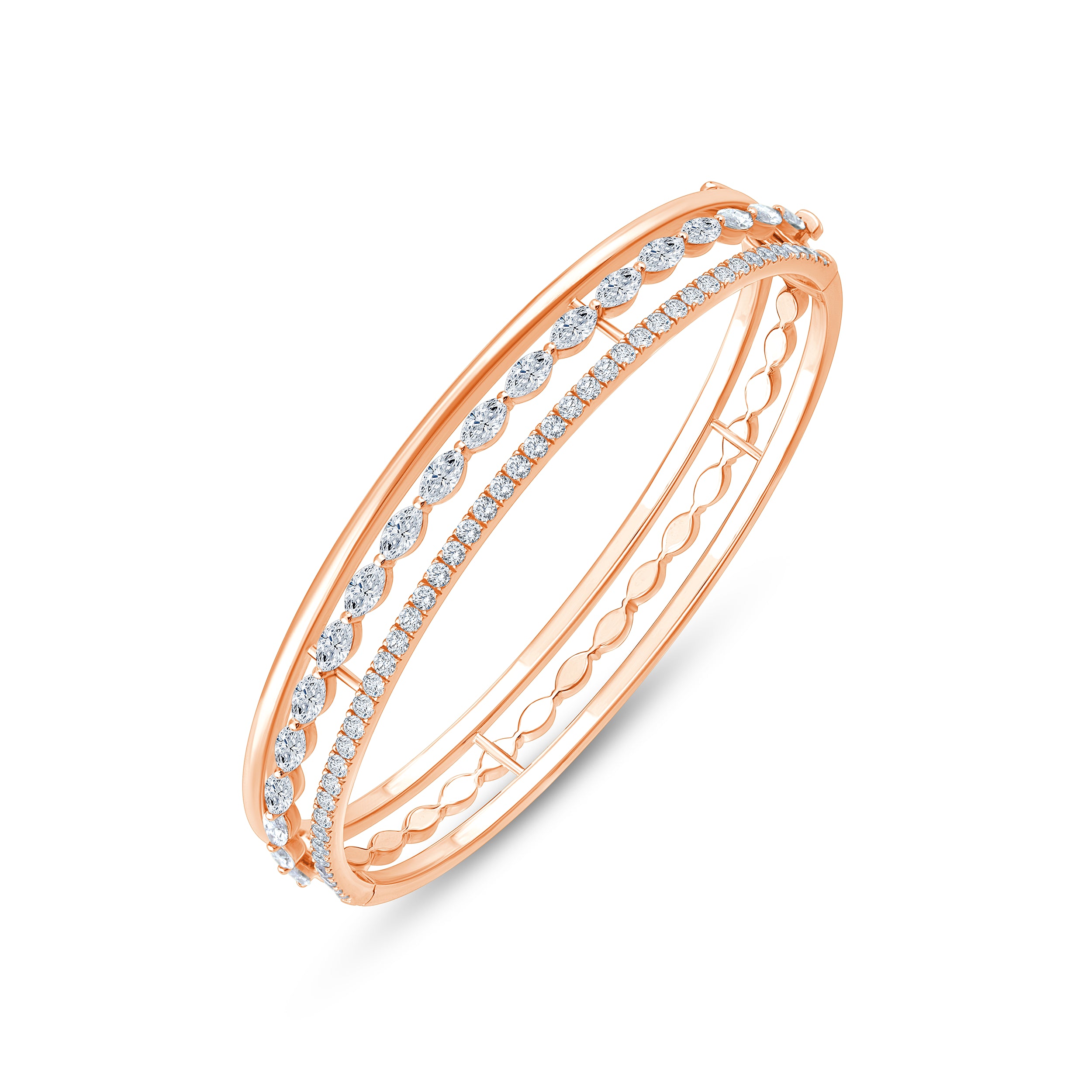 Marquise  Brilliant Cut Triple Row Oval Bracelet 