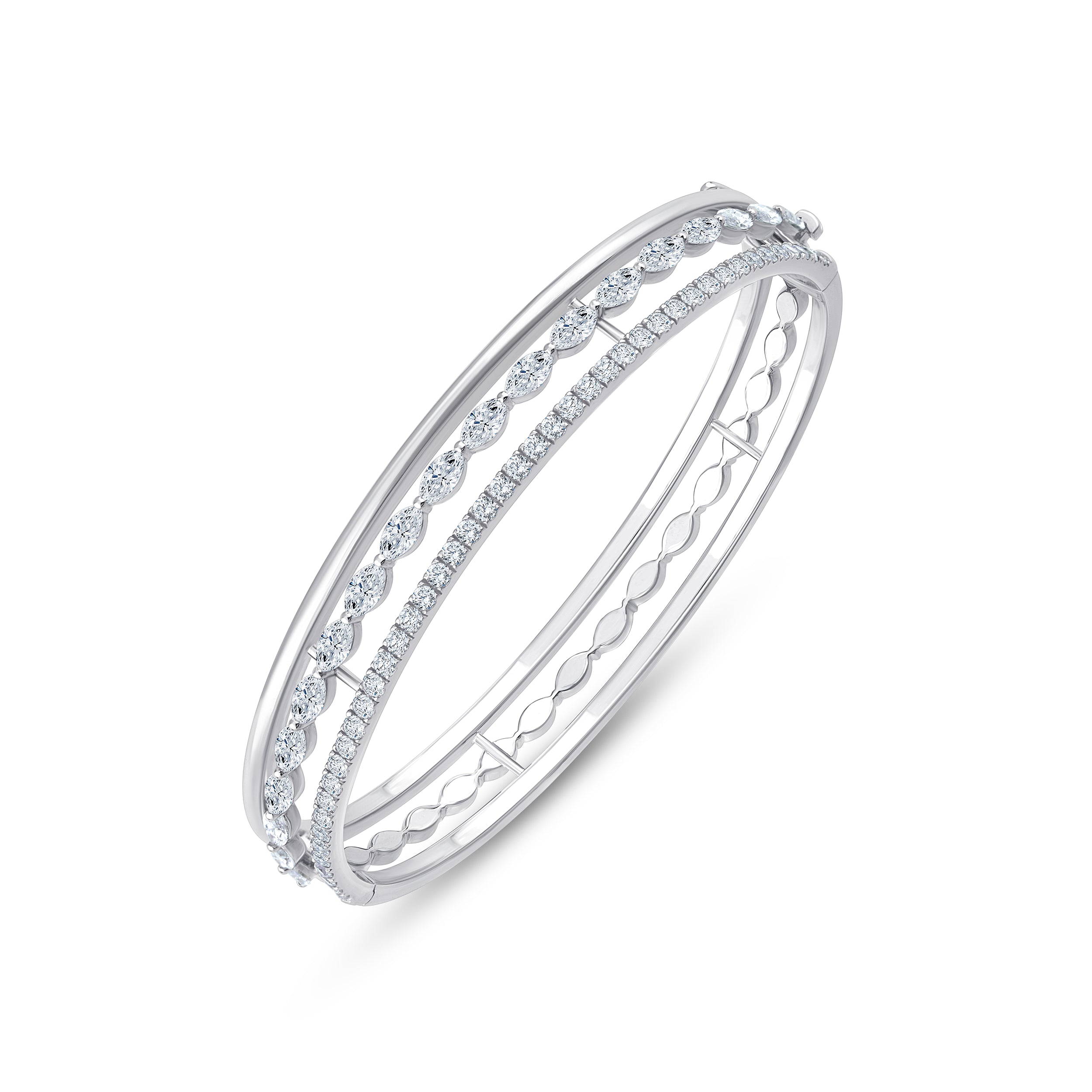 Marquise  Brilliant Cut Triple Row Oval Bracelet 