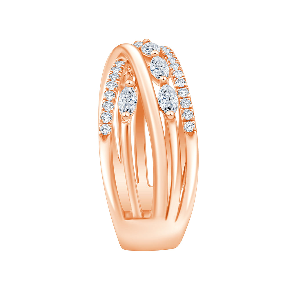 Marquise & Brilliant Cut Crossover Ring 