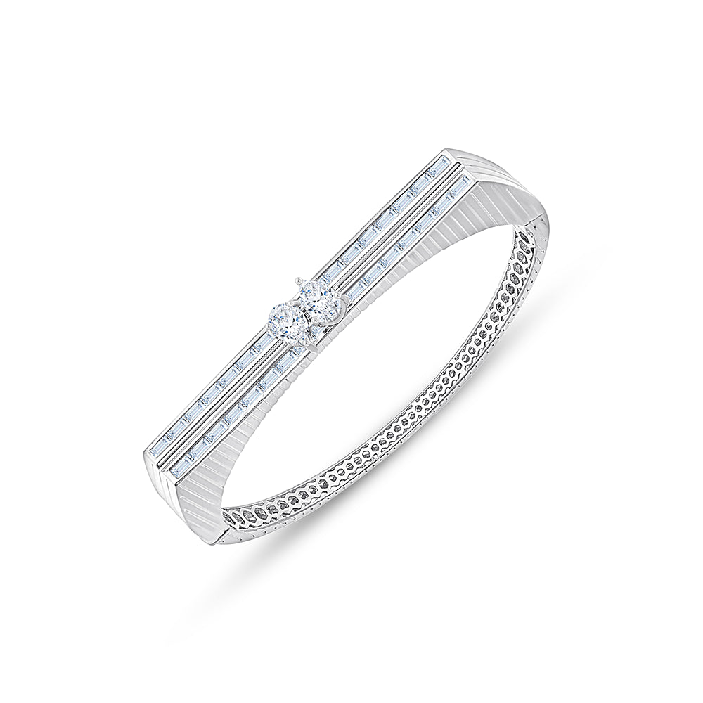 Pear  Baguette Cut Panel Line Oval Bracelet