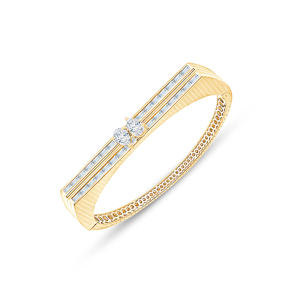 Pear  Baguette Cut Panel Line Oval Bracelet