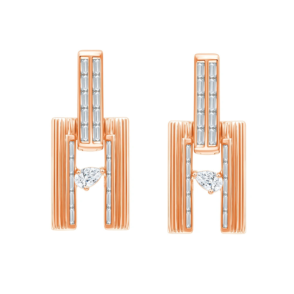 Mixed Cut Vertical Bar Dangler Earrings