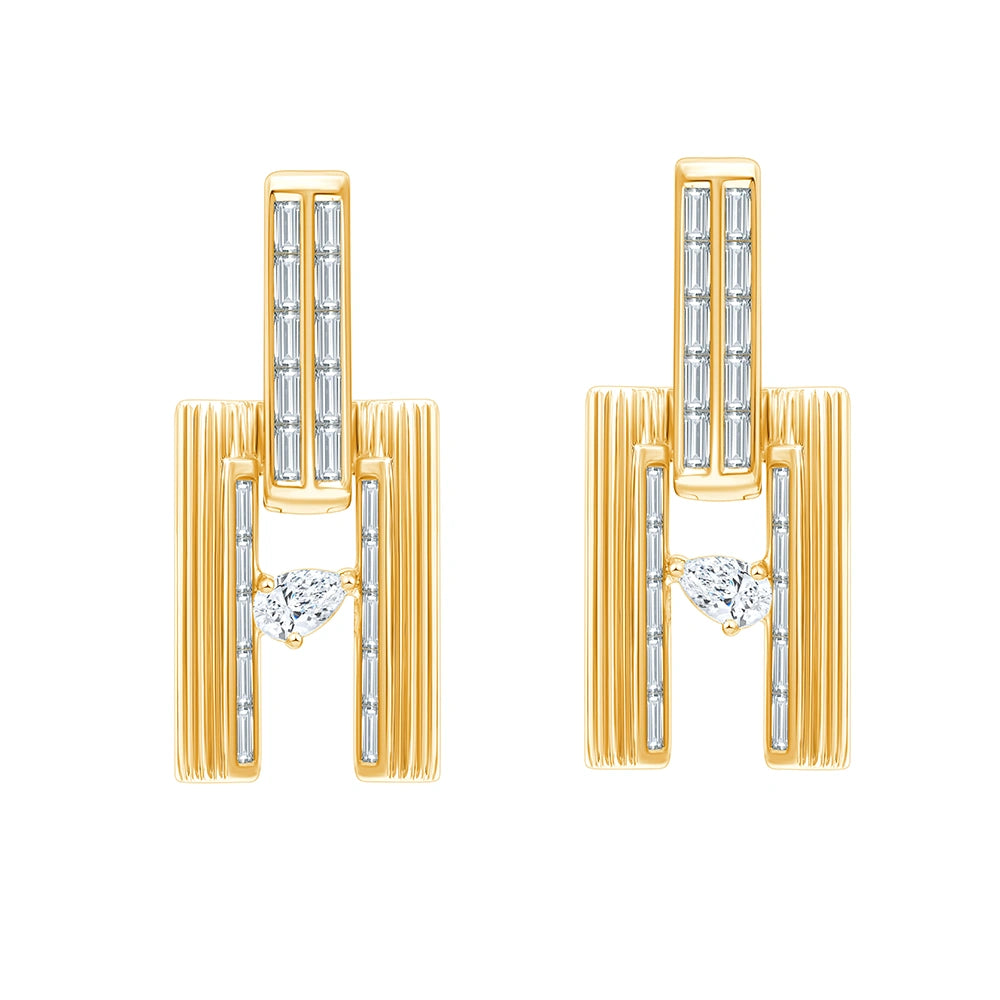 Mixed Cut Vertical Bar Dangler Earrings